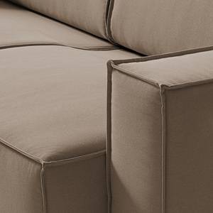 Canapé d’angle KINX ottomane Tissu - Tissu Osta: Cappuccino - Méridienne longue à gauche (vue de face) - Avec réglage de la profondeur d'assise