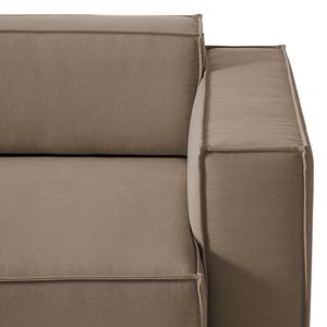 Canapé d’angle KINX ottomane Tissu - Tissu Osta: Cappuccino - Méridienne longue à gauche (vue de face) - Avec réglage de la profondeur d'assise