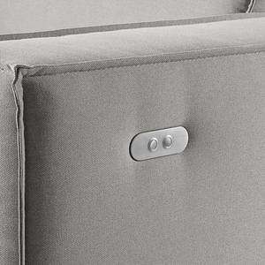 Canapé d’angle KINX ottomane Tissu - Tissu Osta: Marron gris - Méridienne longue à gauche (vue de face) - Avec réglage de la profondeur d'assise