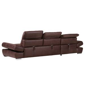 Ecksofa Kitui (mit Schlaffunktion) Microfaser Mokka - Longchair davorstehend links