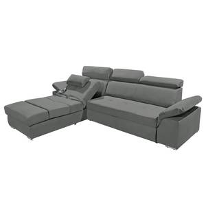 Ecksofa Korinda (mit Relaxfunktion / beidseitig montierbar) - Microvelour - Grau