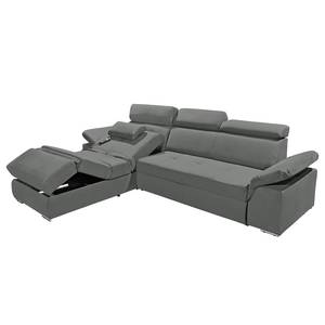 Ecksofa Korinda (mit Relaxfunktion / beidseitig montierbar) - Microvelour - Grau