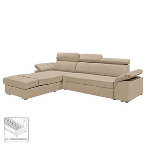 Ecksofa Korinda (mit Relaxfunktion / beidseitig montierbar) - Microvelour - Schlamm