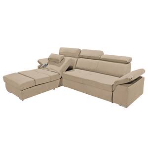 Ecksofa Korinda (mit Relaxfunktion / beidseitig montierbar) - Microvelour - Schlamm