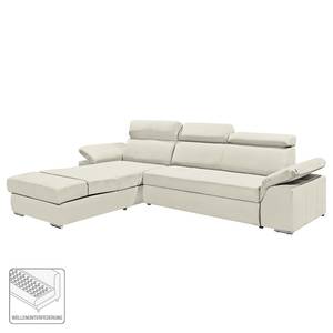 Ecksofa Korinda (mit Relaxfunktion / beidseitig montierbar) - Microvelour - Altweiß