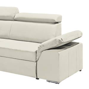 Ecksofa Korinda (mit Relaxfunktion / beidseitig montierbar) - Microvelour - Altweiß