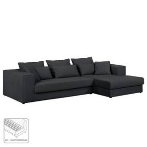 Ecksofa Lakota Webstoff Anthrazit - Longchair davorstehend rechts