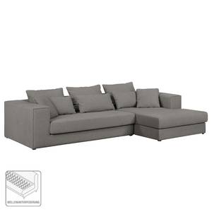 Ecksofa Lakota Webstoff Grau - Longchair davorstehend rechts