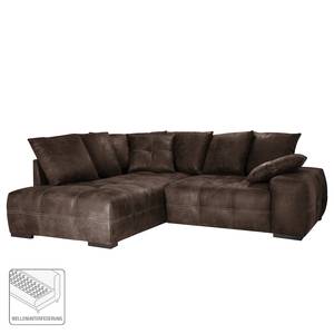 Ecksofa Lanark Microfaser Braun Ottomane davorstehend links