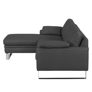 Ecksofa Laureto II Echtleder Anthrazit - Longchair davorstehend links