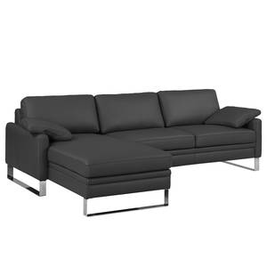 Ecksofa Laureto II Echtleder Anthrazit - Longchair davorstehend links