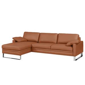 Ecksofa Laureto II Echtleder Cognac - Longchair davorstehend links