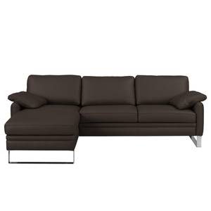 Ecksofa Laureto II Echtleder Dunkelbraun - Longchair davorstehend links