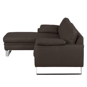 Ecksofa Laureto II Echtleder Dunkelbraun - Longchair davorstehend links