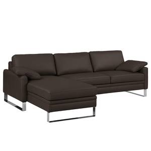 Ecksofa Laureto II Echtleder Dunkelbraun - Longchair davorstehend links