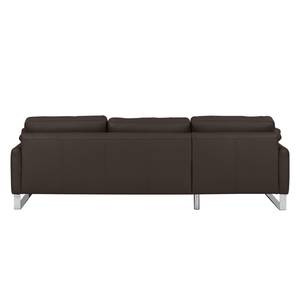 Ecksofa Laureto II Echtleder Dunkelbraun - Longchair davorstehend links