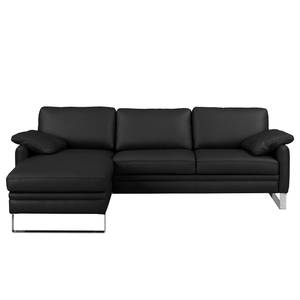 Ecksofa Laureto II Echtleder Schwarz - Longchair davorstehend links