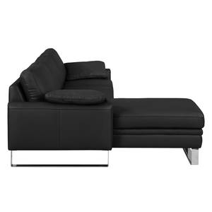 Ecksofa Laureto II Echtleder Schwarz - Longchair davorstehend links