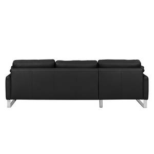 Ecksofa Laureto II Echtleder Schwarz - Longchair davorstehend links