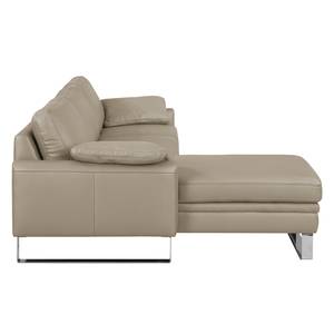 Hoekbank Laureto II echt leer - Taupe - Longchair vooraanzicht links