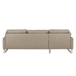 Hoekbank Laureto II echt leer - Taupe - Longchair vooraanzicht links