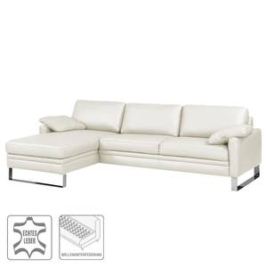 Ecksofa Laureto II Echtleder Weiß - Longchair davorstehend links