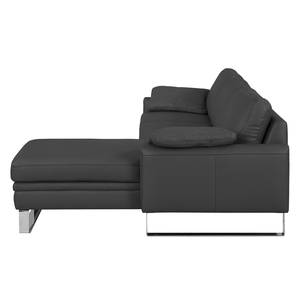 Ecksofa Laureto II Echtleder Anthrazit - Longchair davorstehend rechts