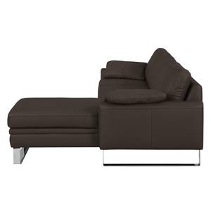 Ecksofa Laureto II Echtleder Dunkelbraun - Longchair davorstehend rechts