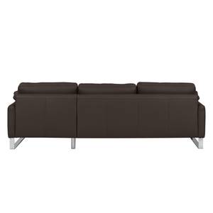 Ecksofa Laureto II Echtleder Dunkelbraun - Longchair davorstehend rechts