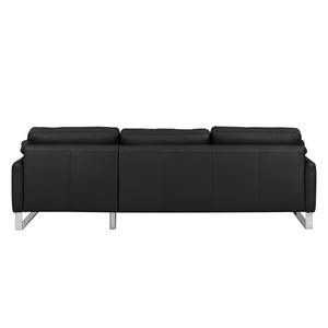 Ecksofa Laureto II Echtleder Schwarz - Longchair davorstehend rechts