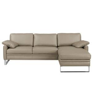 Ecksofa Laureto II Echtleder Taupe - Longchair davorstehend rechts