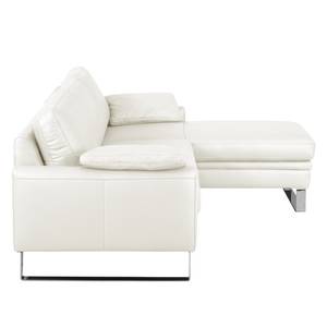 Ecksofa Laureto II Echtleder Weiß - Longchair davorstehend rechts