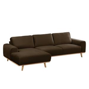 Ecksofa Lauris Samt - Braun - Longchair davorstehend links