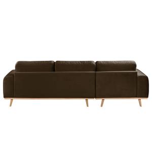 Ecksofa Lauris Samt - Braun - Longchair davorstehend links