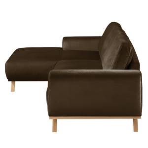 Ecksofa Lauris Samt - Braun - Longchair davorstehend links