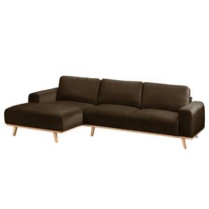 Ecksofa Lauris Samt - Braun - Longchair davorstehend links