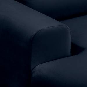 Canapé d'angle Lauris Velours - Bleu foncé - Méridienne courte à gauche (vue de face)