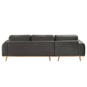 Ecksofa Lauris Samt - Grau - Longchair davorstehend links