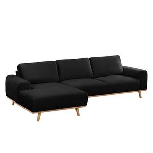 Ecksofa Lauris Samt - Schwarz - Longchair davorstehend links