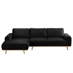 Ecksofa Lauris Samt - Schwarz - Longchair davorstehend links