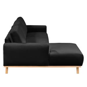 Ecksofa Lauris Samt - Schwarz - Longchair davorstehend links