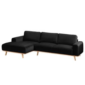 Ecksofa Lauris Samt - Schwarz - Longchair davorstehend links