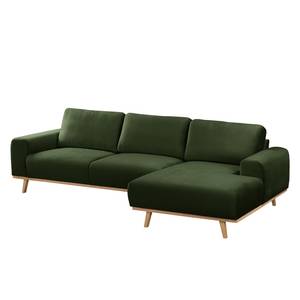 Divano angolare Lauris Velluto - Verde antico - Longchair preimpostata a destra