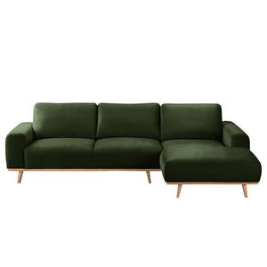 Ecksofa Lauris Samt - Antikgrün - Longchair davorstehend rechts