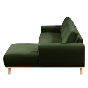 Ecksofa Lauris Samt - Antikgrün - Longchair davorstehend rechts