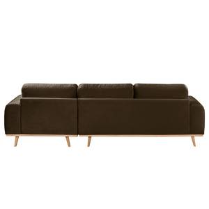 Ecksofa Lauris Samt - Braun - Longchair davorstehend rechts