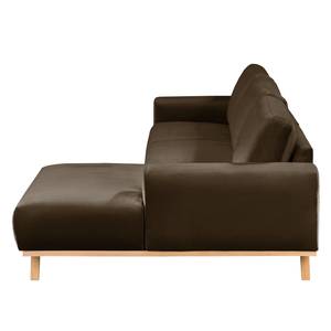 Ecksofa Lauris Samt - Braun - Longchair davorstehend rechts