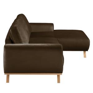 Ecksofa Lauris Samt - Braun - Longchair davorstehend rechts