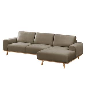 Ecksofa Lauris Samt - Cappuccino - Longchair davorstehend rechts