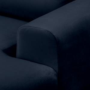 Canapé d'angle Lauris Velours - Bleu foncé - Méridienne courte à droite (vue de face)